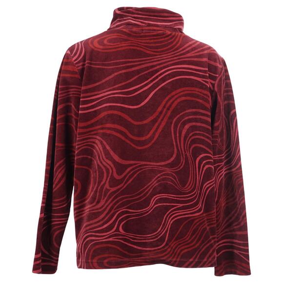 GUDRUN SJODEN Women Sweater L Red Swirl Print Velour Organic Cotton Long Sleeve - Picture 6 of 9